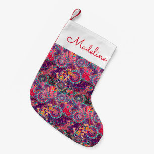 Ethnic Style Animal Pattern Add Your Name Small Christmas Stocking