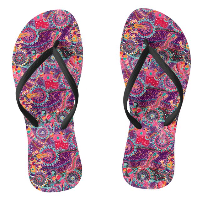 Ethnic Style Animal Pattern Flip Flops (Footbed)