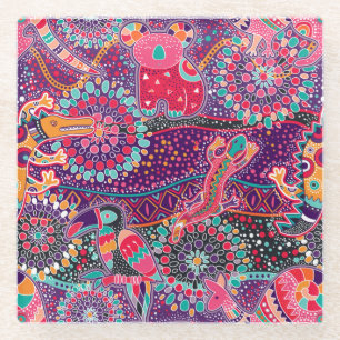 Ethnic Style Animal Pattern Glass Coaster
