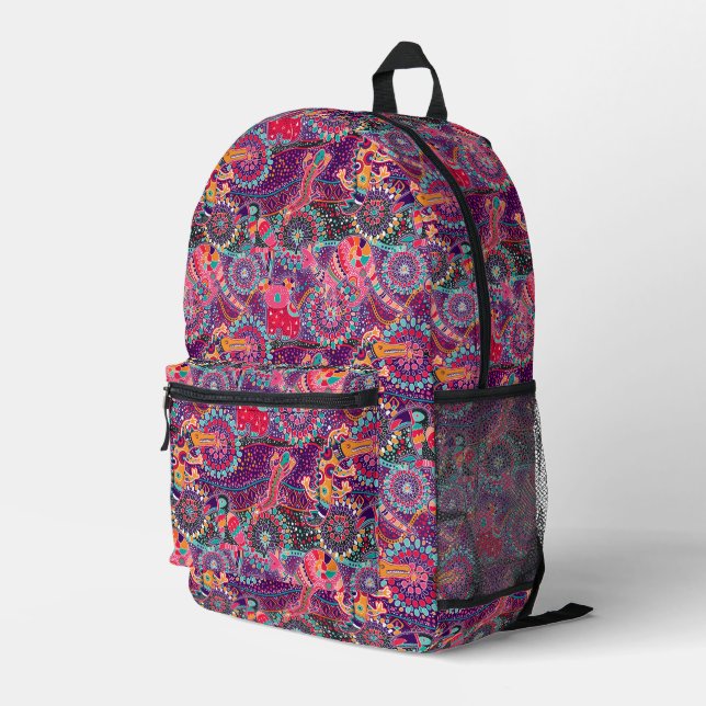 Ethnic Style Animal Pattern Printed Backpack (Back Corner Right)