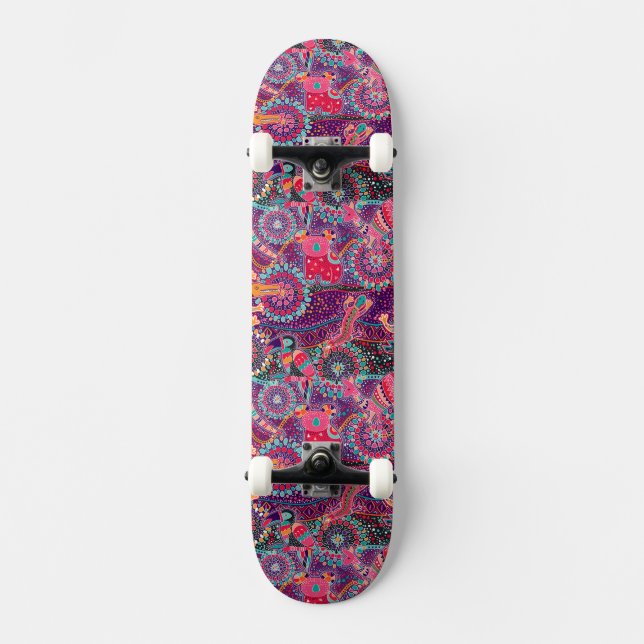 Ethnic Style Animal Pattern Skateboard (Front)