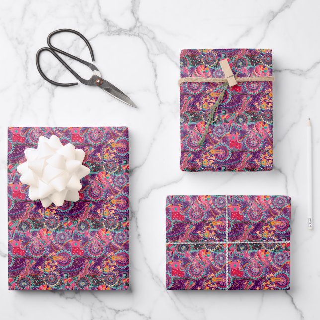 Ethnic Style Animal Pattern Wrapping Paper Sheet (Front)