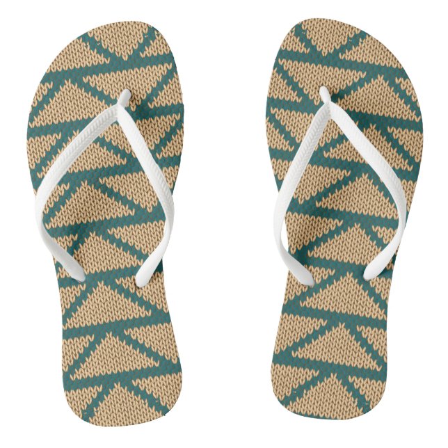 Ethnic Style Knitted Pattern Flip Flops (Footbed)