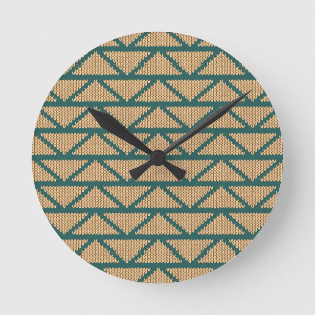 Ethnic Style Knitted Pattern Round Clock (Front)