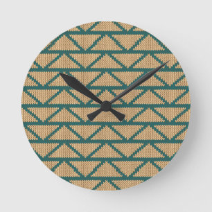 Ethnic Style Knitted Pattern Round Clock