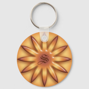 Ethnic sun. Geometric gradient texture. Key Ring