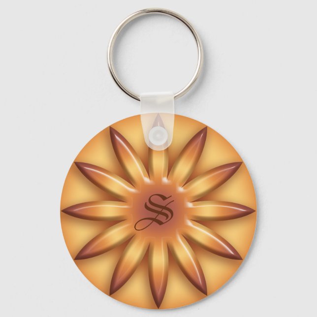 Ethnic sun. Geometric gradient texture. Key Ring (Front)