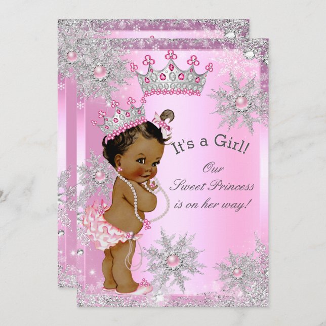 Ethnic Sweet Princess Baby Shower Wonderland Pink Invitation (Front/Back)