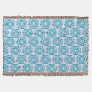 ethnic teal mandala pattern. throw blanket