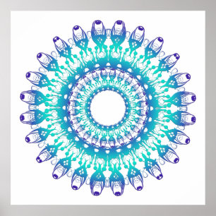 ethnic teal mandala. poster