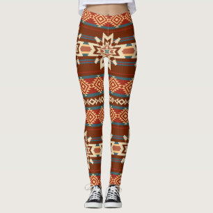 Ethnic Textile Stars: Abstract Pattern. Leggings