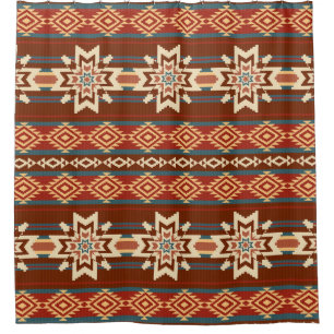 Ethnic Textile Stars: Abstract Pattern. Shower Curtain