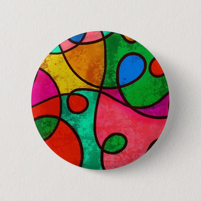 Ethnic Tribal African Multicolored Art Button (Front)