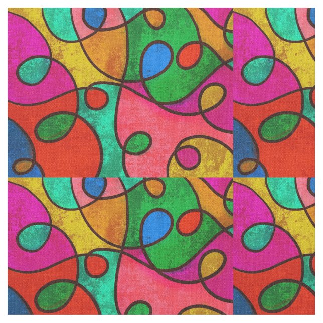 Ethnic Tribal African Multicolored Art Fabric (Close Up)