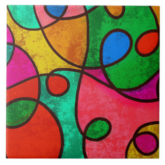 Ethnic Tribal African Multicolored Ceramic Tile