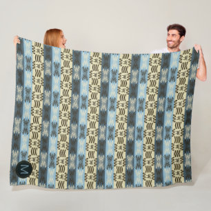ethnic tribal african pattern.monogram. fleece bla blanket
