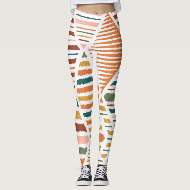 Ethnic Tribal Argyle Seamless Pattern Leggings (Front)