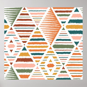 Ethnic Tribal Argyle Seamless Pattern Poster