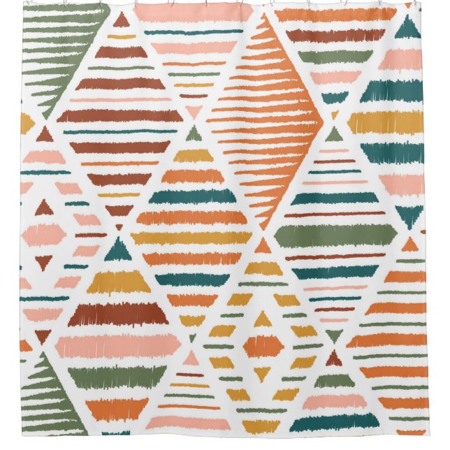 Ethnic Tribal Argyle Seamless Pattern. Traditional Shower Curtain (Front)
