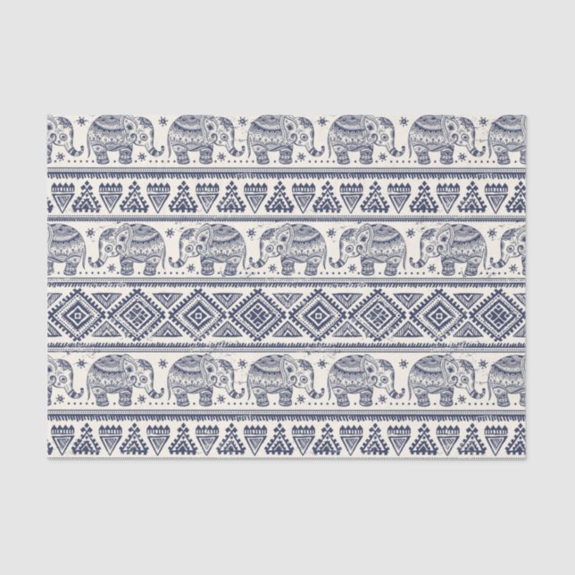 Ethnic Tribal Aztec Elephant Pattern Tissue Paper (Front)