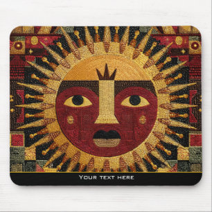 Ethnic Tribal Celestial Mandala Sun Face Mosaic Mouse Mat