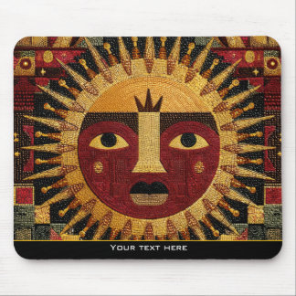 Ethnic Tribal Celestial Mandala Sun Face Mosaic Mouse Mat