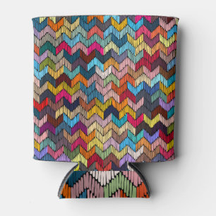 Ethnic Tribal Embroidered Geometric Can Cooler