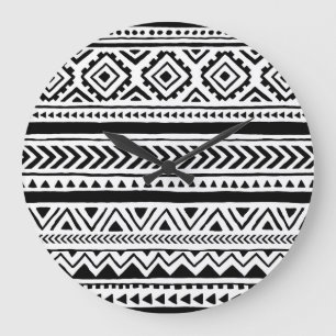 Ethnic Tribal: Handmade Pattern Large Clock