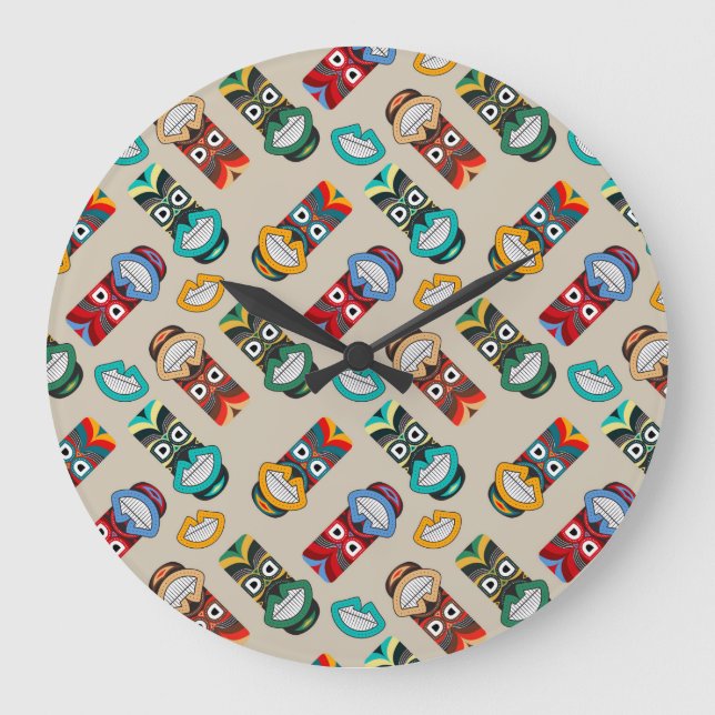 Ethnic Tribal Masks Large Clock (Front)