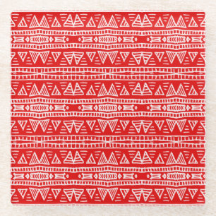 Ethnic Tribal Motifs Striped Pattern Glass Coaster