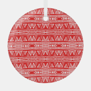 Ethnic Tribal Motifs Striped Pattern Glass Tree Decoration