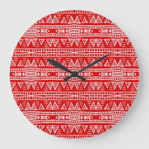 Ethnic Tribal Motifs Striped Pattern Large Clock