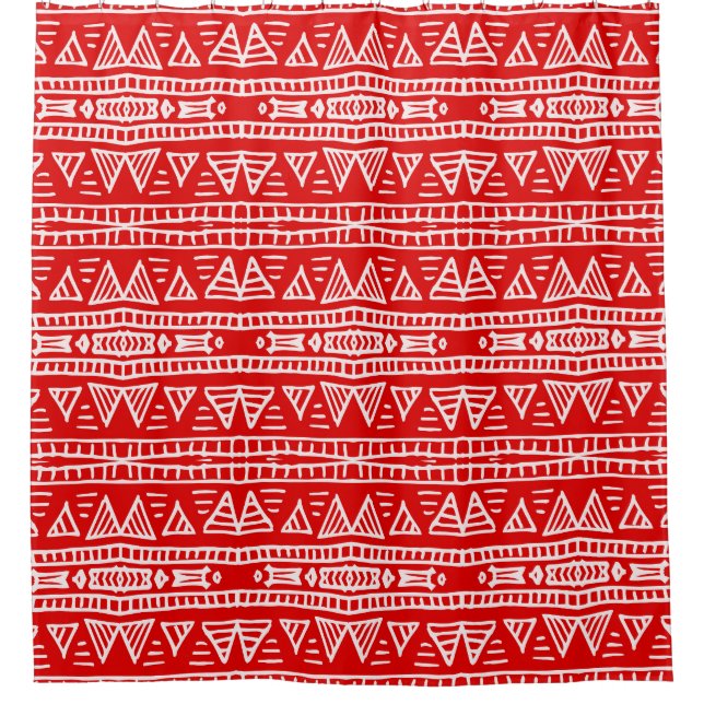 Ethnic Tribal Motifs Striped Pattern Shower Curtain (Front)
