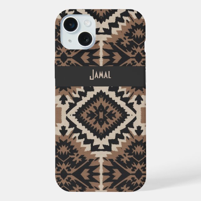 Ethnic Tribal Mudcloth Black & Tan iPhone Case (Back)
