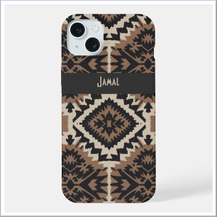 Ethnic Tribal Mudcloth Black & Tan iPhone 15 Plus Case