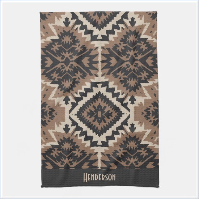Ethnic Tribal Mudcloth Black & Tan Tea Towel (Creator Uploaded)