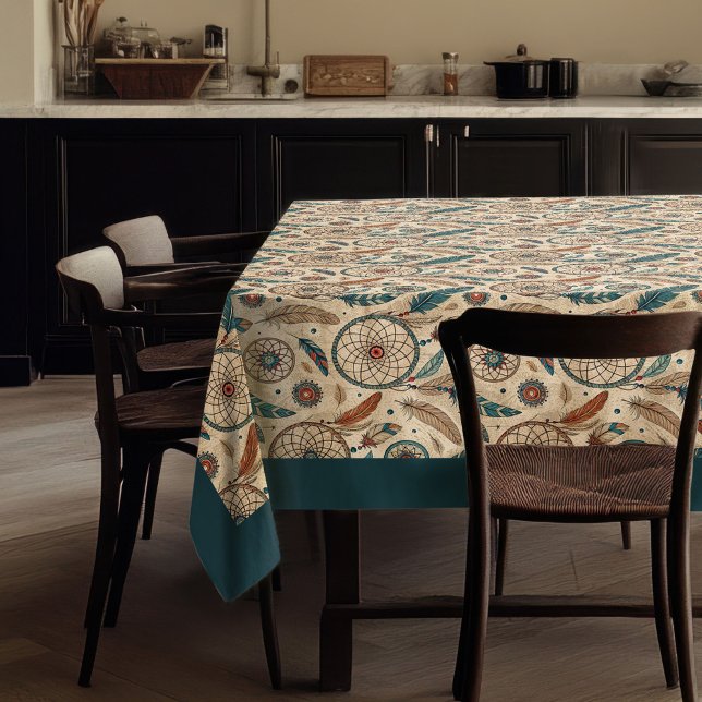 Ethnic Tribal Native pastel dreamcatcher feathers Tablecloth (Ethnic Tribal Native pastel dreamcatcher feathers Tablecloth)