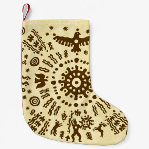 Ethnic tribal native prehistoric eagle solar symbo small christmas stocking