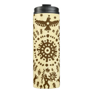 Ethnic tribal native prehistoric eagle solar symbo thermal tumbler