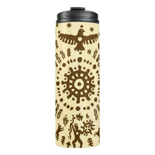 Ethnic tribal native prehistoric eagle solar symbo thermal tumbler (Front)