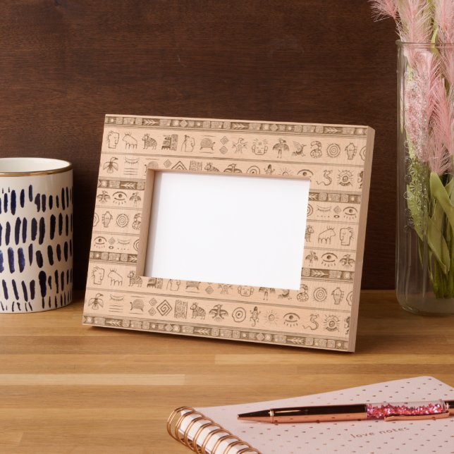 Ethnic tribal pattern - asian aztec africans 1 etched frames (Left)