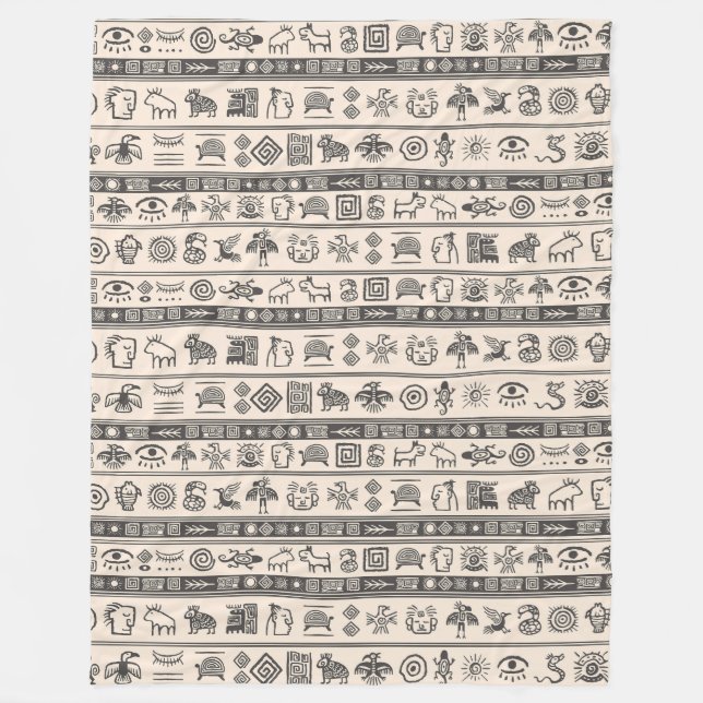 Ethnic tribal pattern - asian aztec africans 1 fleece blanket (Front)