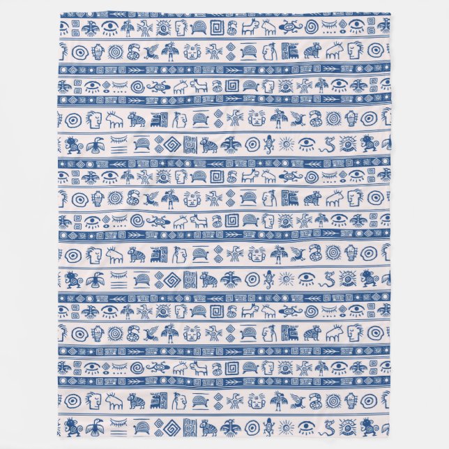 Ethnic tribal pattern - asian aztec africans 4 fleece blanket (Front)