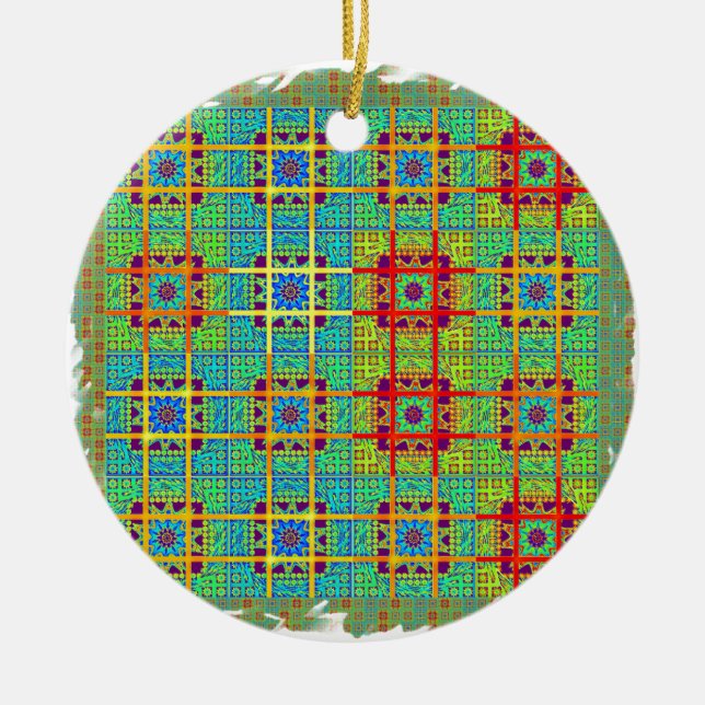 Ethnic tribal pattern.jpg ceramic tree decoration (Front)