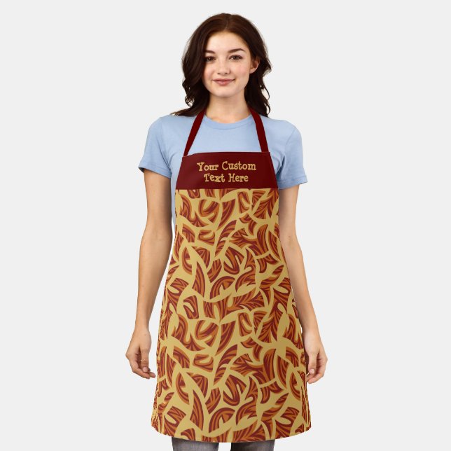 Ethnic Tribal Pattern Orange Brown Beige Apron (Worn)