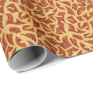 Ethnic Tribal Pattern Orange Brown Beige Wrapping Paper