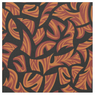 Ethnic Tribal Pattern Orange Brown Black Fabric