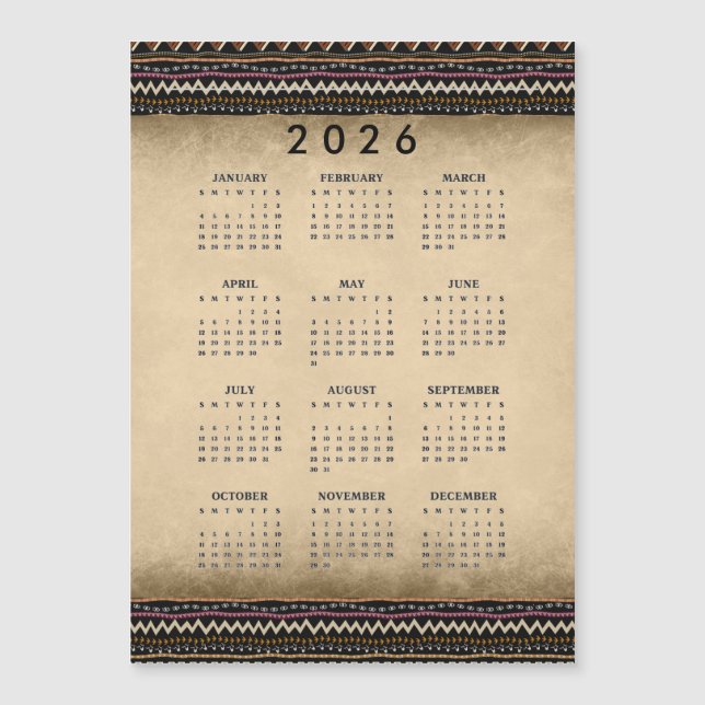 Ethnic Tribal Stripes 2026 Magnetic Card (Front)