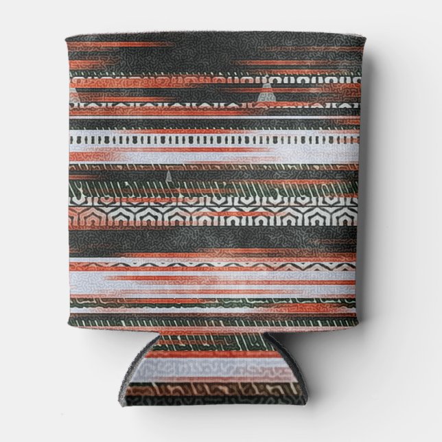 Ethnic tribal stripes: rug design. can cooler (Front)
