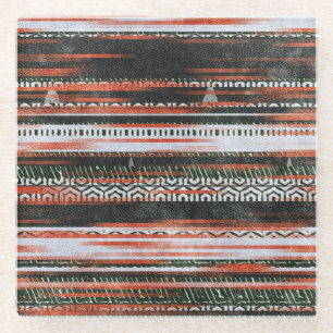 Ethnic tribal stripes: rug design. glass coaster
